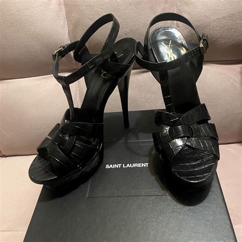 ysl tribute black|YSL tribute sandals with tights.